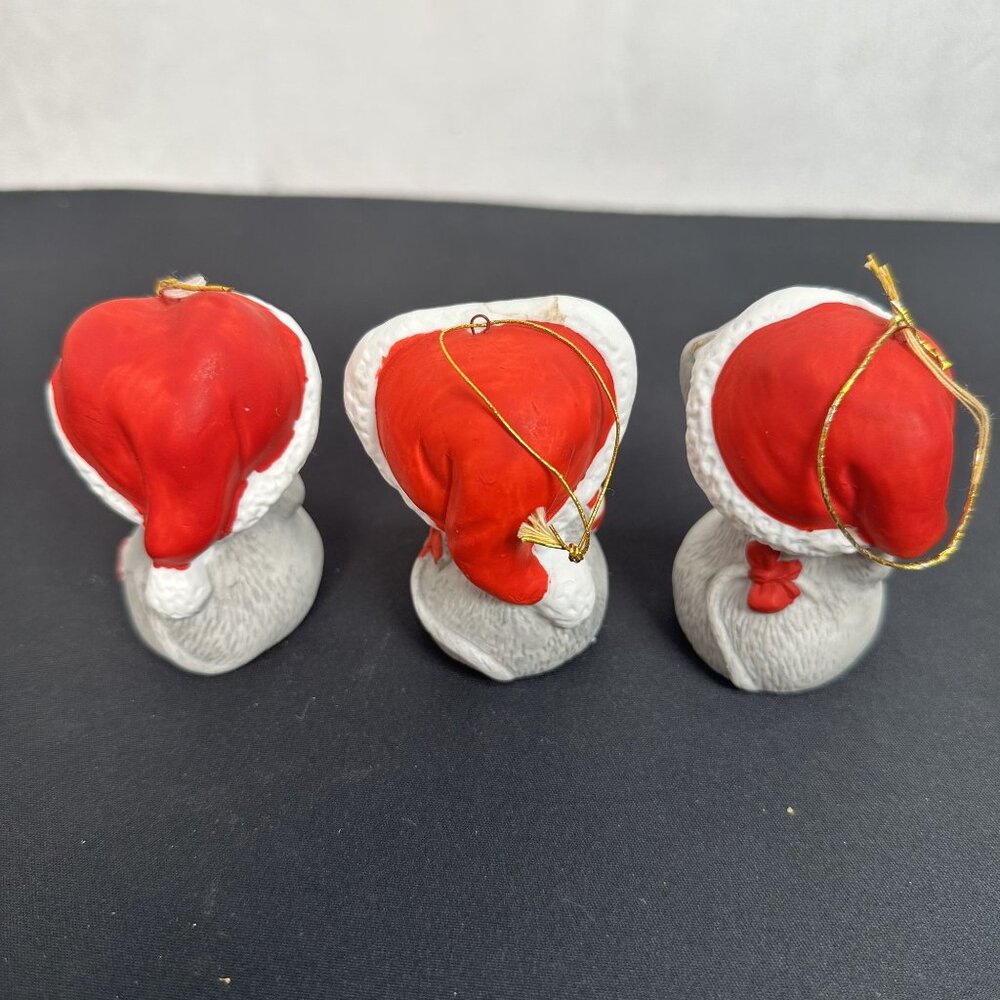Vintage House Of Lloyd Homespun Mouse Trio Christmas Ornaments Set - Picture 4 of 7